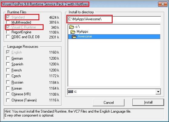 visual foxpro 9 runtime files